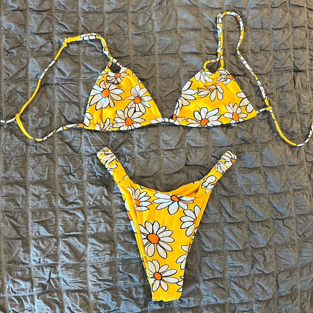 Yellow & white floral bikini